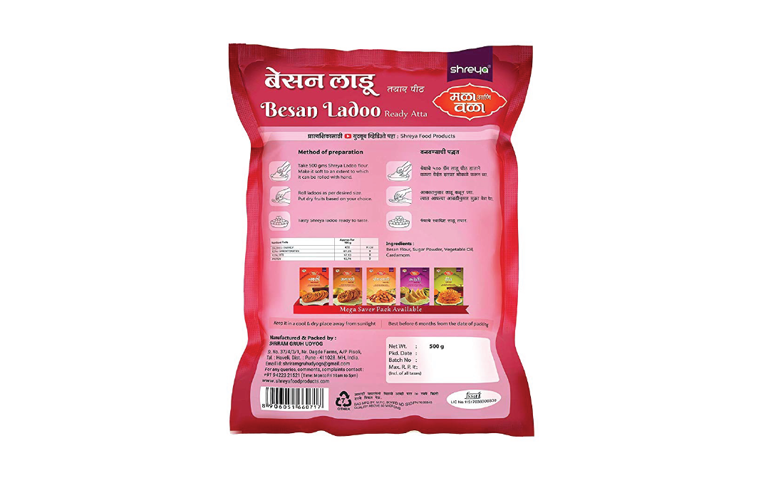 Shreya Besan Ladoo Ready Atta    Pack  500 grams